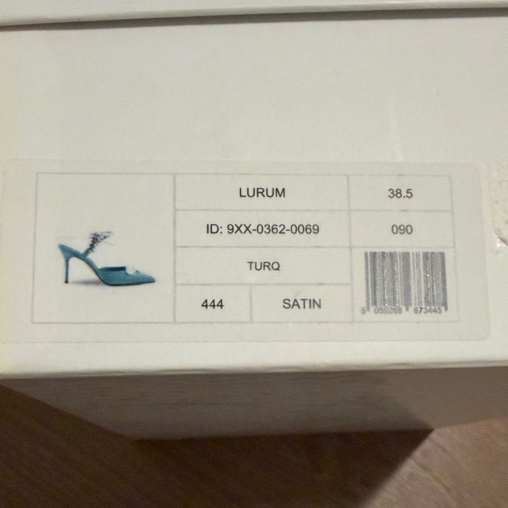 Manolo Blahnik Lurum Turquoise Satin Crystal Heels - Picture 7 of 7